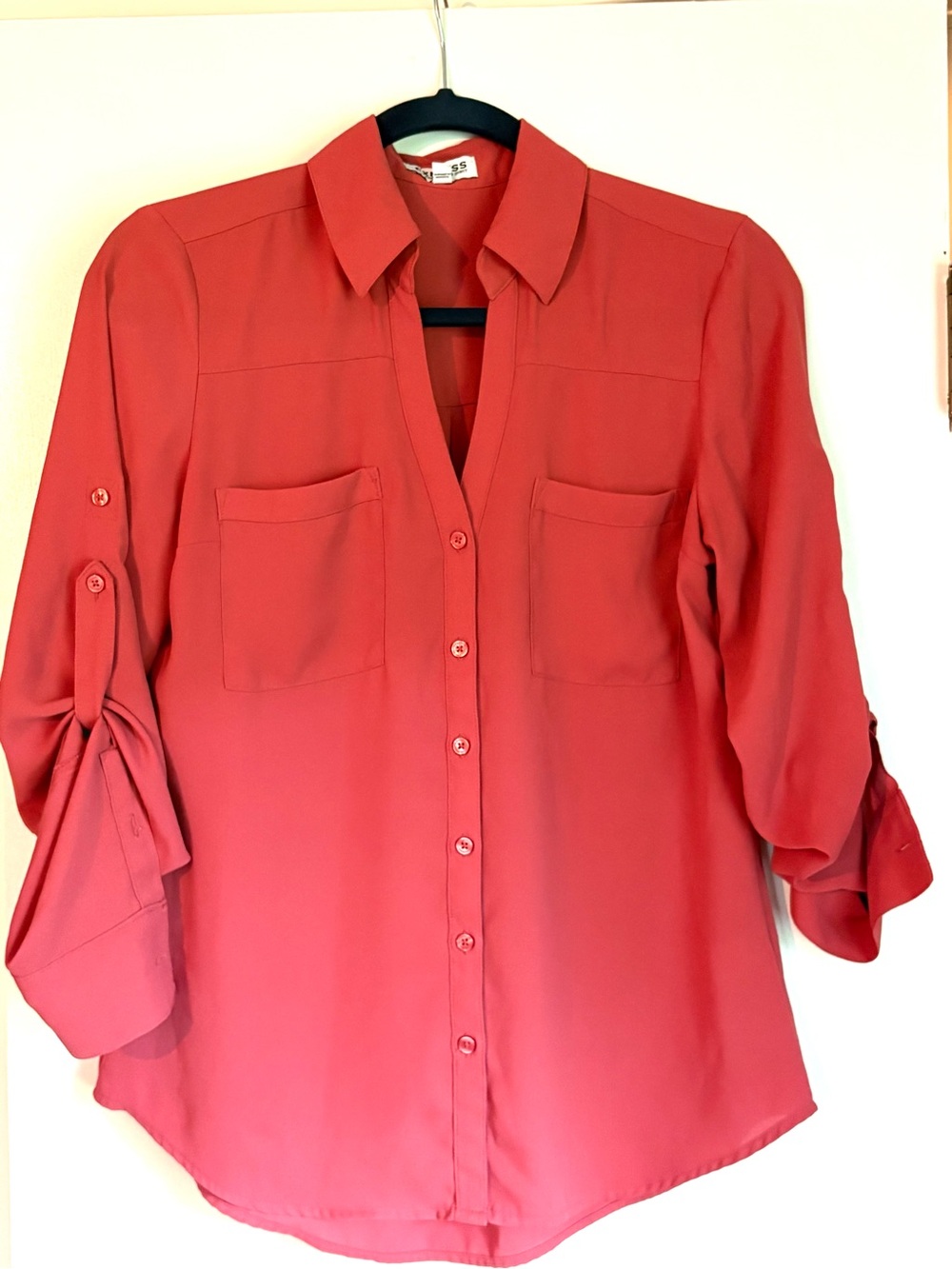 Express Portofino blouse with roll tab sleeves- size small